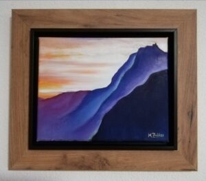 Handgemalt Ölbild Berge im Sonnenuntergang