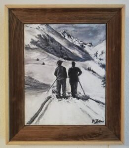 Ölgemälde Skitour Retro