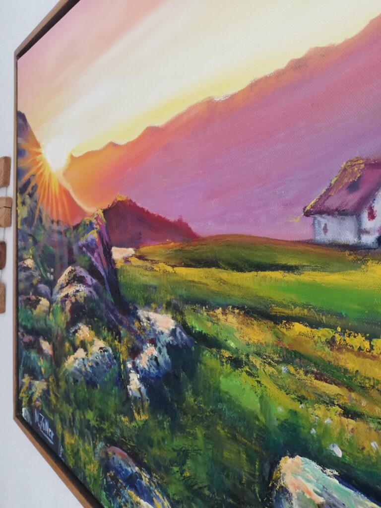 Ölgemälde Sonnenaufgang Stubaital